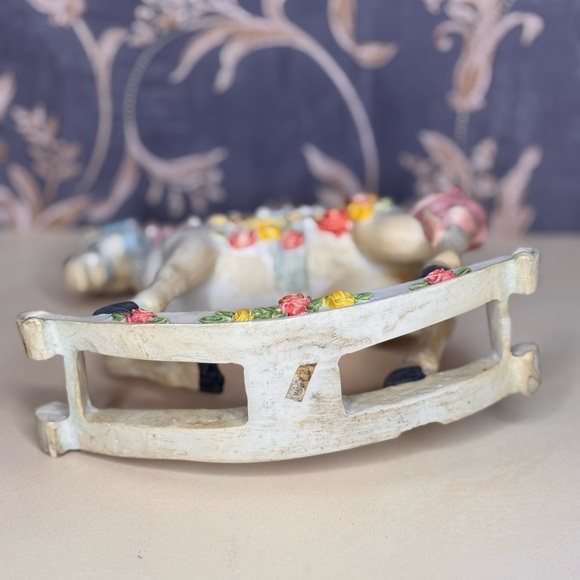 Vintage Estate Resin Rocking Horse Figurine with Floral Accents - Picture 7 of 8